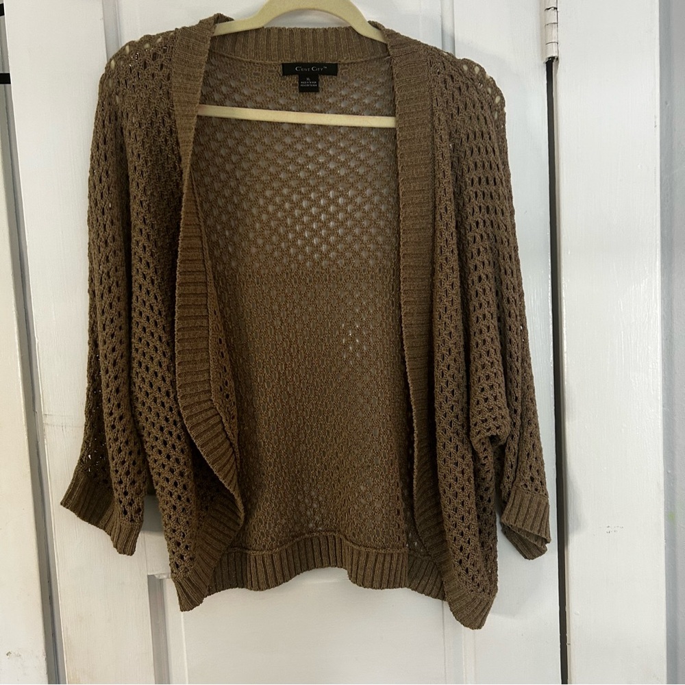 C'est City Brown Open Knit Cardigan
